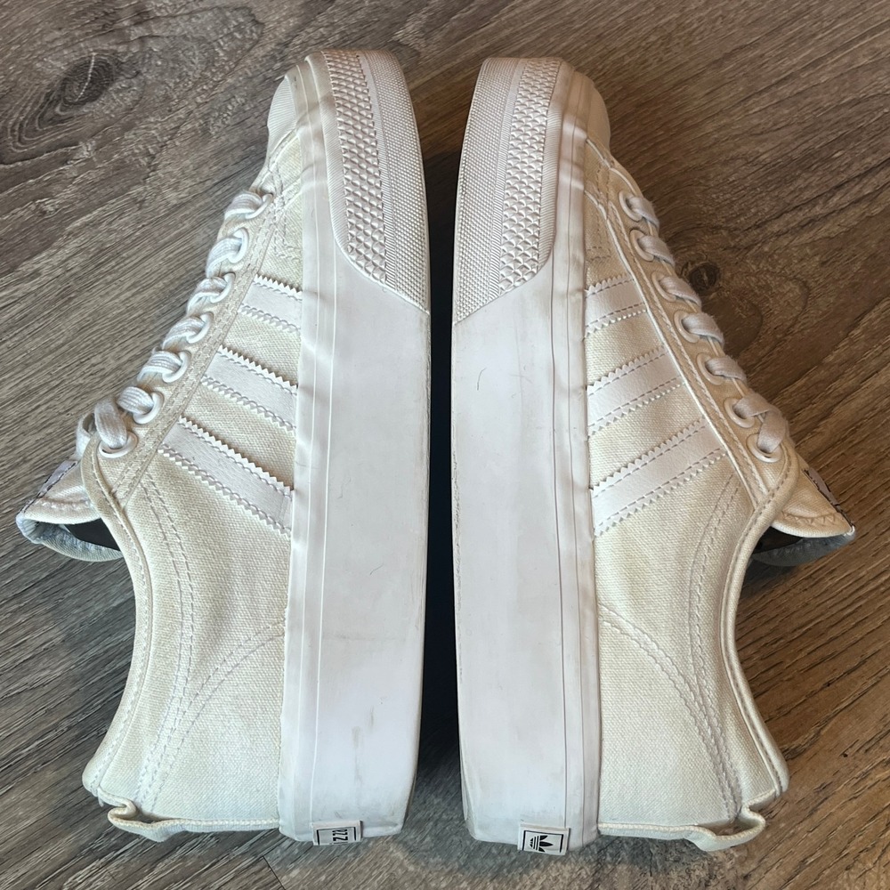 Adidas Nizza Platform Low Sneakers‎ Triple White Womens 8 UK 6.5 EU 40 - Picture 2 of 10